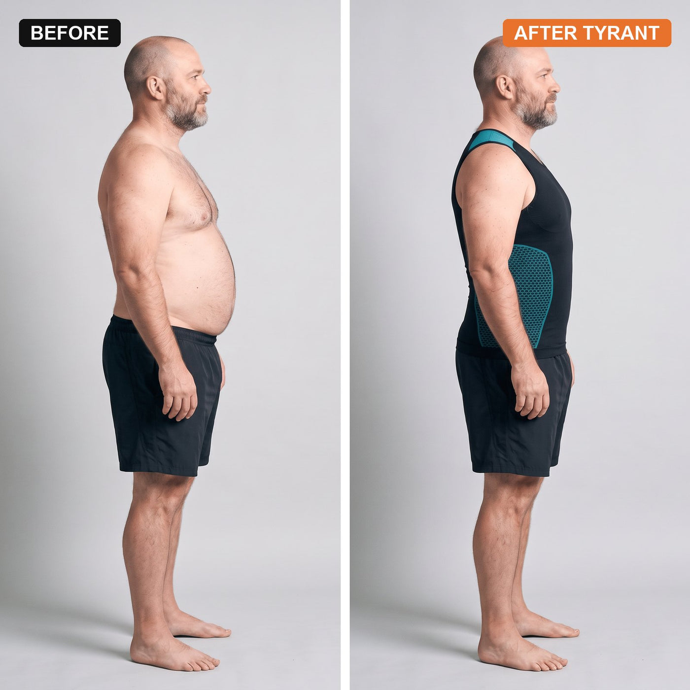 Man checking his reflection wearing a Tyrant compression tank